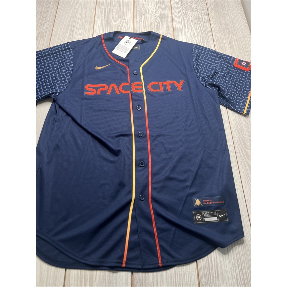 New Mens Nike Houston‎ Astros Space City Baseball Jersey Size Large City Connect